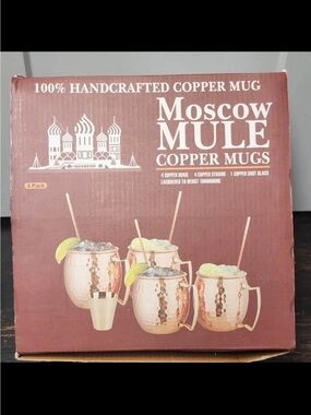 Handcrafted Copper Moscow Mule Mug Set with Lime Accent - 4 Pack